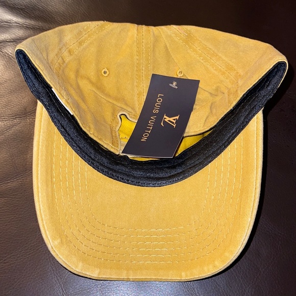 Up cycled, Hand Crafted, LV distressed Mustard Yellow hat, NWOT - Picture 2 of 9